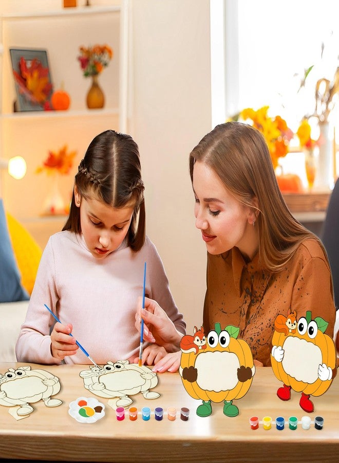 BeYumi 12Pcs Fall Wooden Pumpkin Picture Frame Craft Color Your Own Wooden Pumpkin Photo Frame Autumn DIY Gift for Kids Thanksgiving Picture Display Holder Stand for Home Tabletop Decor - Image 5